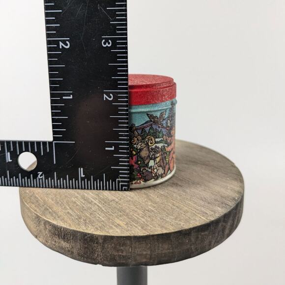Vtg Miniature Christmas Tins Forest Animals Tree 2" Holiday Container Gift Box - Picture 10 of 12